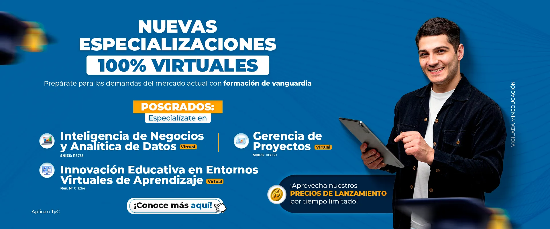 Estudiante de posgrado en modalidad virtual